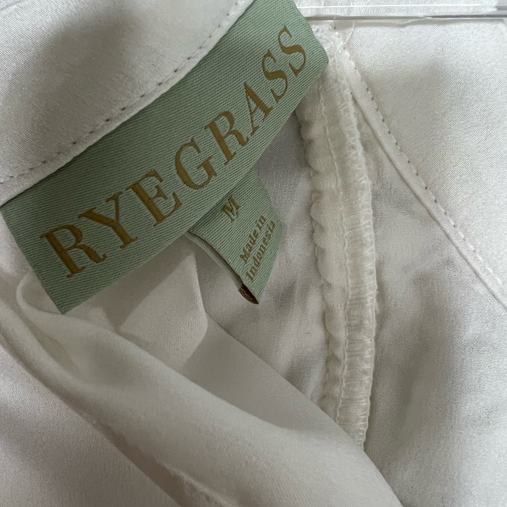 NWT! RYEGRASS white silk long sleeve tassel boho fringe peasant top. Size M. - Picture 10 of 10